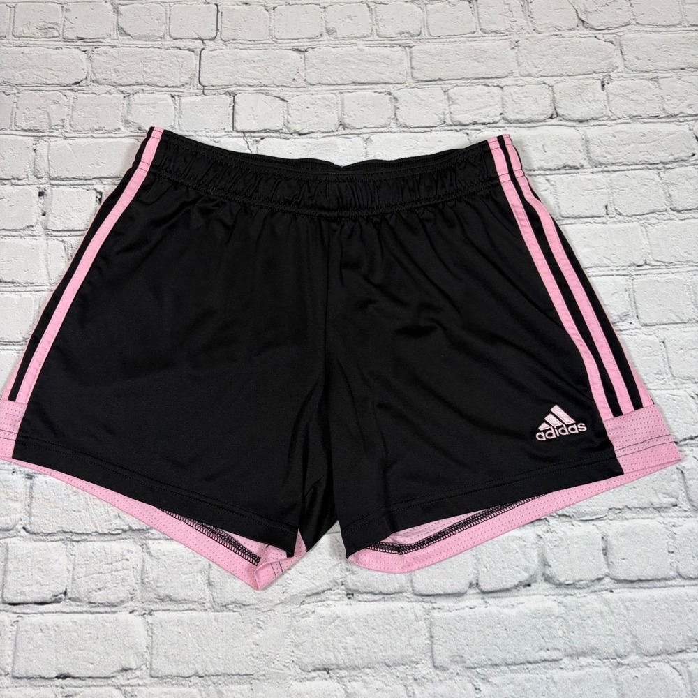 Adidas Aeroready Womens Soccer Shorts Black Pink Stripes Size Medium 0444